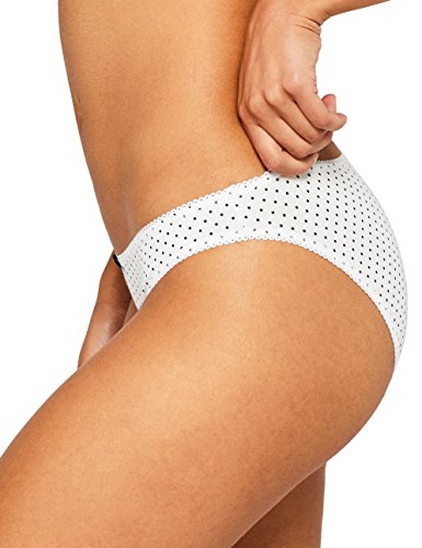 Marca Amazon - Iris & Lilly Braguita Mujer, Pack de 3, Multicolor (Black/Print Dots/Print Stripes), XL, Label: XL