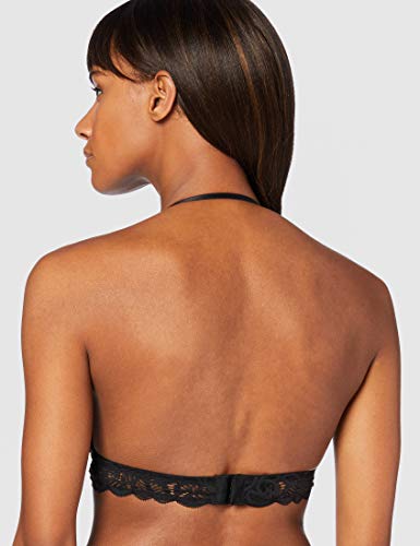 Marca Amazon - IRIS & LILLY Crochet Lace Halter Sujetador Estilo Bralette Mujer, Negro (Black Beauty), M, Label: M