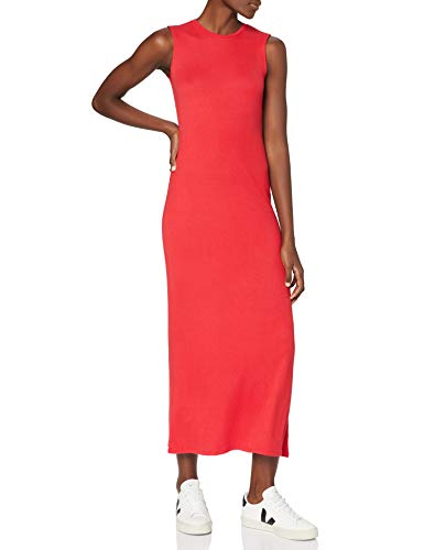 Marca Amazon - MERAKI Vestido Maxi sin Mangas Slim Fit Mujer, Rojo (Racing Red), 40, Label: M