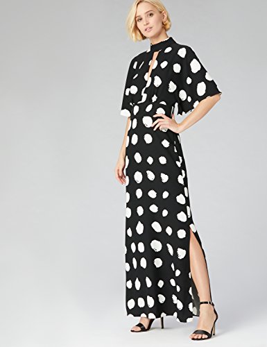 Marca Amazon - TRUTH & FABLE Vestido Mujer Estampado, Multicolor (Black/White), 38, Label: S