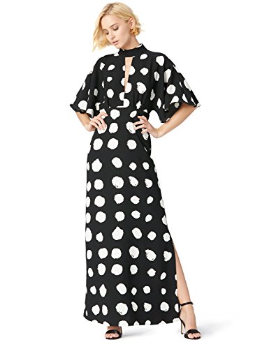 Marca Amazon - TRUTH & FABLE Vestido Mujer Estampado, Multicolor (Black/White), 38, Label: S