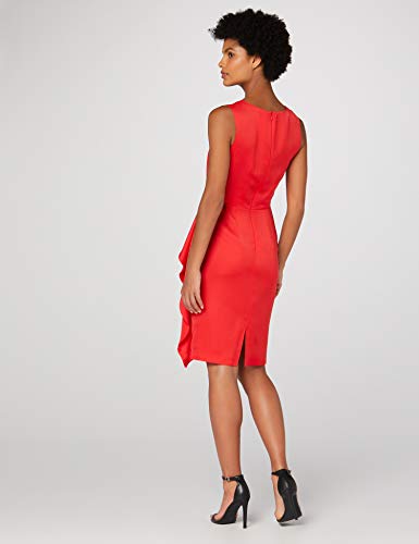 Marca Amazon - TRUTH & FABLE Vestido Túnica Detalle Retorcido Mujer, Rojo (Red), 36, Label: XS