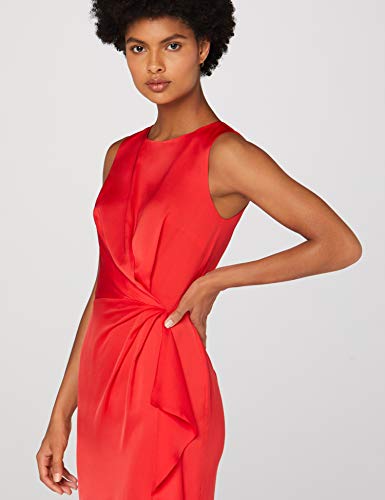 Marca Amazon - TRUTH & FABLE Vestido Túnica Detalle Retorcido Mujer, Rojo (Red), 36, Label: XS