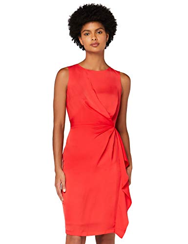 Marca Amazon - TRUTH & FABLE Vestido Túnica Detalle Retorcido Mujer, Rojo (Red), 36, Label: XS