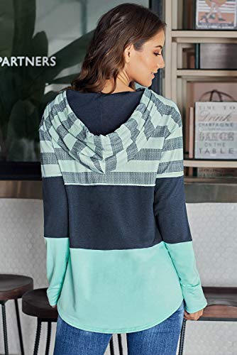 MASHIKOU - Sudadera de manga larga para mujer, talla grande, informal, con capucha, para invierno, de algodón, con capucha verde M