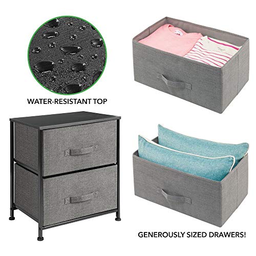 mDesign Mesa de luz con 2 cajones – Organizador de armarios en tela – Cajoneras para armarios, para el dormitorio o el vestidor – gris antracita