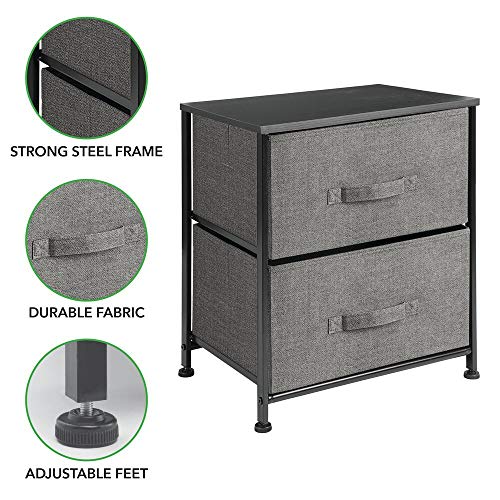 mDesign Mesa de luz con 2 cajones – Organizador de armarios en tela – Cajoneras para armarios, para el dormitorio o el vestidor – gris antracita