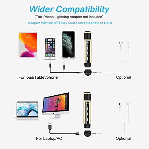 Micrófono de Condensador, ZealSound Radiodifusión Grabación Micrófono de karaoke Estudio en el hogar con soporte para PC Teléfono Podcasters/Smule Transmisión en vivo Podcasting YouTube (Oro Rosa)