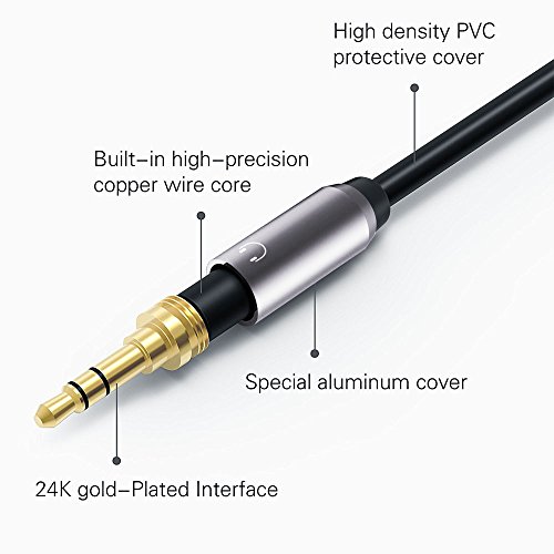 Millso Audio Splitter Cable Headset Adapter 3.5 mm Hembra a Clavija (auricular y micrófono) para PS4 Gaming Auriculares, Tableta, ordenador portátil o PC - GRIS