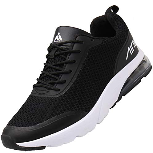 Mishansha Unisexo Low Top Zapatillas de Deporte Conveniente Cordones Hombre Mujer Calzado de Jogging Caminar Moda Ligero Zapatos Casuales Cómodos Plano Exterior Interior, Sneaker Negro 38
