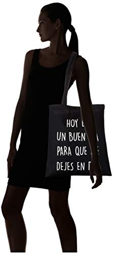 Miss MIserable Hoy es un Buen día para Que me Dejes en Paz, Tote Bag de algodón orgánico Unisex Adulto, Negro, 38 x 42 cm