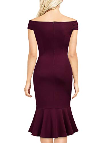 Miusol Lápiz Sin Hombros Sirena Fiesta Vestido para Mujer Borgoña L
