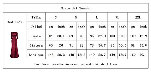 Miusol Raso Encaje Dividido Formal Noche Vestido Largo para Mujer Azul L