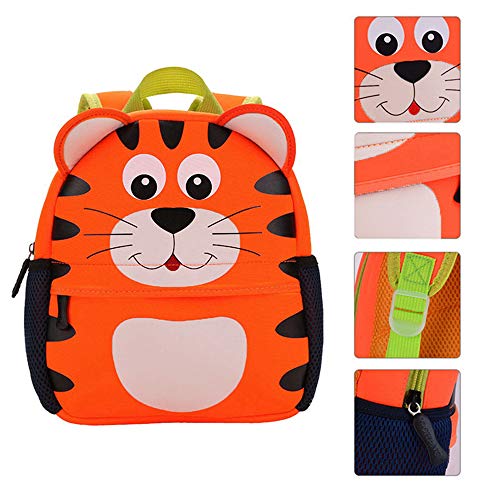 Mochila Infantil para Niños Primaria Pequeña Guardería Mochila Preescolar para Niños de 2-5 Años Dibujo de Animal Lindo (Tigre, 21 * 8 * 26CM)