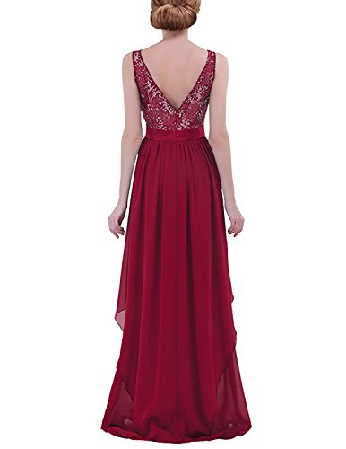 MODETREND Mujer Vestidos Fiesta Largos sin Manga de Gasa Encaje para Ceremonia Coctel Partido Vestido Elegantes de Noche