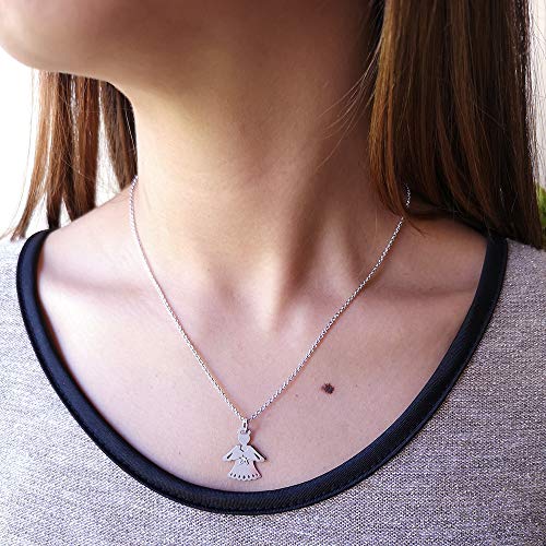 Mokilu' ángel Collar con cristal Swarosky, doble cara con revolucionario sistema que se mueve patentado, regalo para comunión, caja de regalo, fabricado en Italia