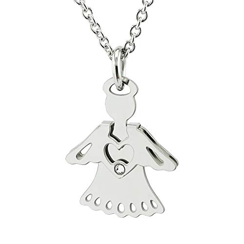 Mokilu' ángel Collar con cristal Swarosky, doble cara con revolucionario sistema que se mueve patentado, regalo para comunión, caja de regalo, fabricado en Italia