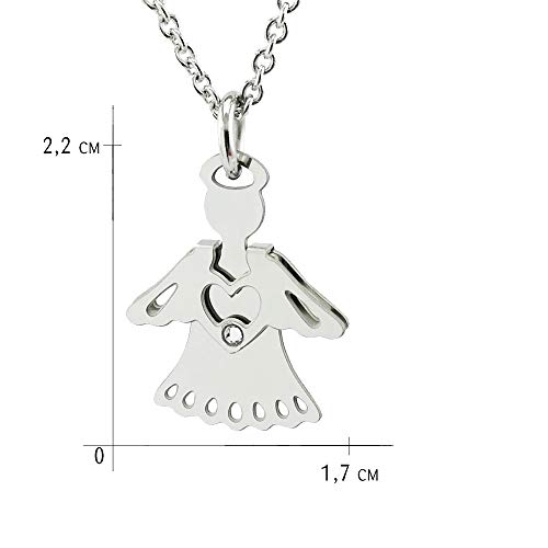 Mokilu' ángel Collar con cristal Swarosky, doble cara con revolucionario sistema que se mueve patentado, regalo para comunión, caja de regalo, fabricado en Italia