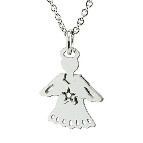 Mokilu' ángel Collar con cristal Swarosky, doble cara con revolucionario sistema que se mueve patentado, regalo para comunión, caja de regalo, fabricado en Italia