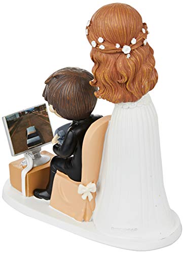 Mopec Figura Novios y Videojuegos, Poliresina, Blanco, 8.5x18.5x21 cm