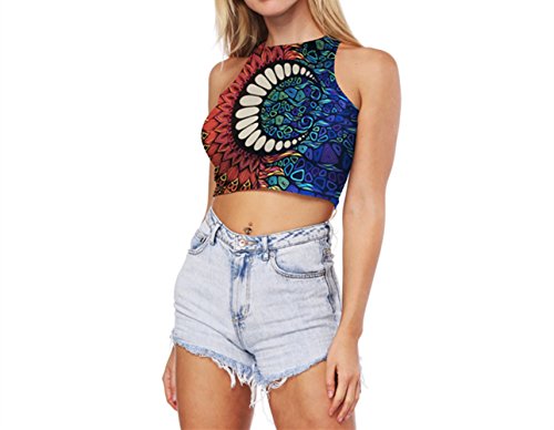 Morbuy Ropa Camiseta sin Mangas Tank Tops para Mujeres, Verano Sexy Estilo Nacional Casual Chaleco Blusa T Shirt (Luna roja Negra)