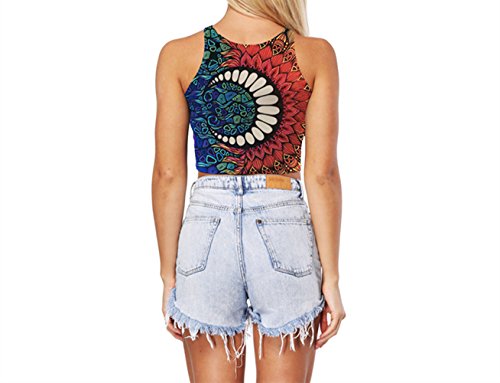 Morbuy Ropa Camiseta sin Mangas Tank Tops para Mujeres, Verano Sexy Estilo Nacional Casual Chaleco Blusa T Shirt (Luna roja Negra)