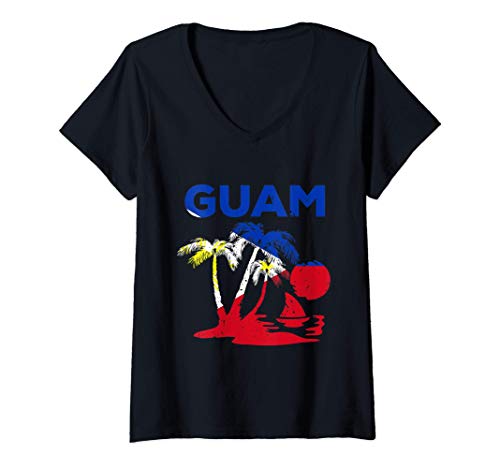 Mujer Guam Gifts - Sello de regalo vintage de la isla 671 Hafa Camiseta Cuello V
