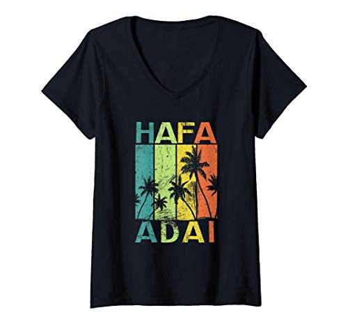 Mujer Isla Hafa Adai - Regalos Vintage Guam Sello Guameño 671 Camiseta Cuello V