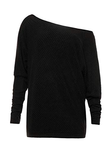 Mujer Moda Suéter Largo Casual Jersey Prendas de Punto de Cuello Barco Batwing Mangas Largas Camiseta Tops Suelto Prendas de Punto Suéter