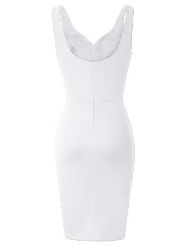 Mujer Vestido Lápiz de Verano sin Mangas con Escote Corazón para Noche M Blanco CLS02497-4