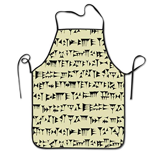 N\A Delantal de Chef babilónico cuneiforme para Mujeres y Hombres Delantal con Babero de Cocina Ideal para Lavar Platos y Limpiar