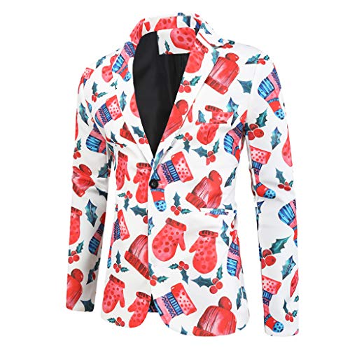Navidad Traje Hombre Blazers y Pantalones Dos Piezas Diferentes Estampados Pantalones de Chaqueta Set Ropa de Fiesta Hombres