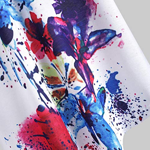 NEEKY Camiseta para Mujer Desigual - Panel de Encaje de Manga Corta para Mujer Tie Dye Camiseta asimétrica Blusa Superior Informal