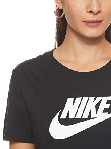 NIKE W NSW tee ESSNTL Icon Futura Camiseta de Manga Corta, Mujer, Negro (Black/White), M
