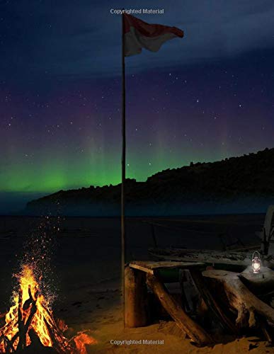 Notebook: camping beach starry night sky aurora camp site outdoors hiking survival skills glamping fun camp fire