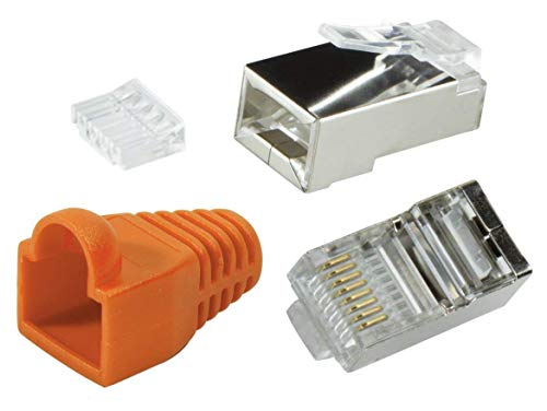 odedo® 10 Pack – Conector Crimp Cat6 Metal (apantallados con Asistente y protección contra torceduras, Crimp Conector de Red lankabel de Red Macho RJ45 Cat 6