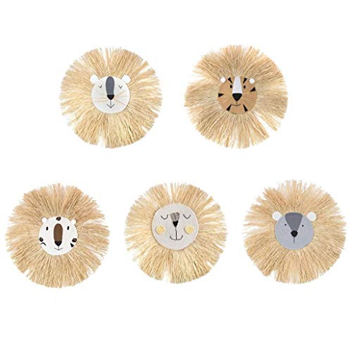 Odoukey Colgante de Pared León Fuera de la Florida Jefe Decoración Tejido Hecho a Mano de Dibujos Animados león de la decoración Estilo 5