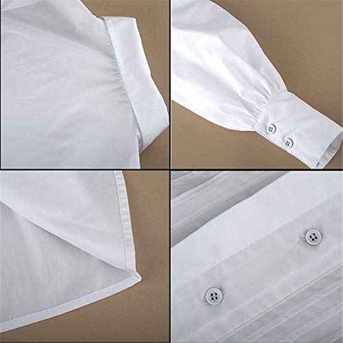 Office Bow Tie Blusa Mujer Linterna Manga Botón Blanco Corbata Camisas Mujer Elegante Camisa de Trabajo Casual Tops Ne