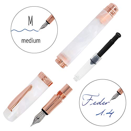 ONLINE Juego de caligrafía Bohemian Art Azul I Pluma Resina y Acrílico I Plumas intercambiables M (Medio) & 1,4 mm I Incluye Convertidor de Tinta y Tintero Negro I En Caja de Regalo