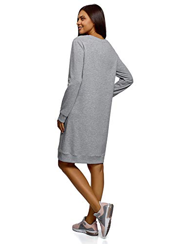 oodji Ultra Mujer Vestido Básico de Estilo Deportivo, Gris, ES 34 / XXS