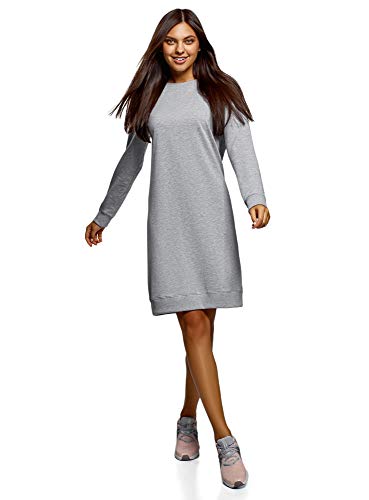 oodji Ultra Mujer Vestido Básico de Estilo Deportivo, Gris, ES 34 / XXS