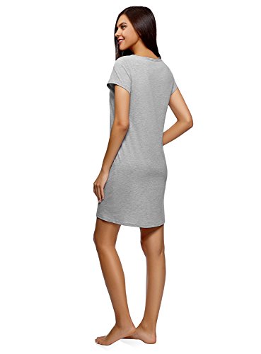 oodji Ultra Mujer Vestido de Algodón con Estampado, Gris, ES 40 / M