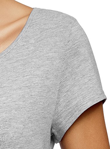 oodji Ultra Mujer Vestido de Algodón con Estampado, Gris, ES 40 / M