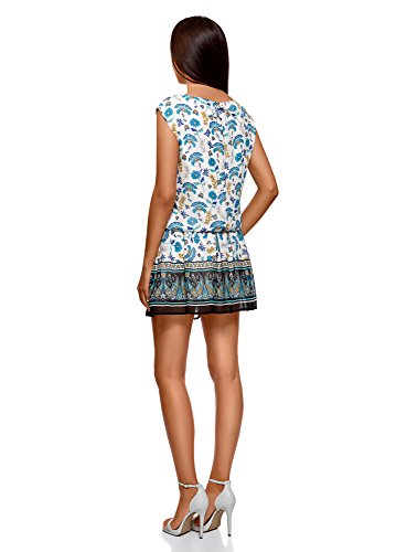 oodji Ultra Mujer Vestido Estampado de Gasa, Multicolor, ES 44 / XL