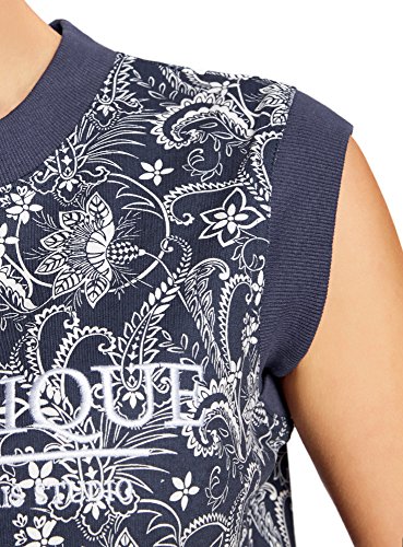 oodji Ultra Mujer Vestido Recto de Algodón, Azul, ES 40 / M