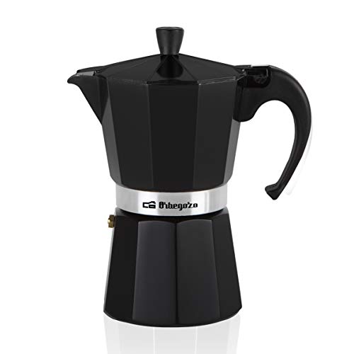 Orbegozo KFN 310 - Cafetera italiana de aluminio, 3 tazas de capacidad, mango ergonómico, válvula de seguridad, filtro desmontable
