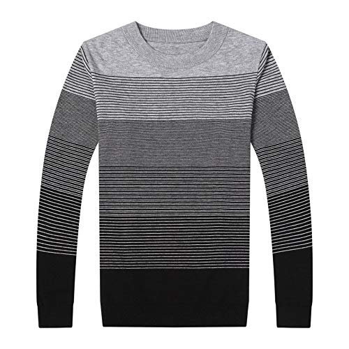 Otoño E Invierno Nuevo Suéter De Rayas Grandes para Hombre Moda Casual Color Block Suéter De Cuello Redondo Masculina L Azul