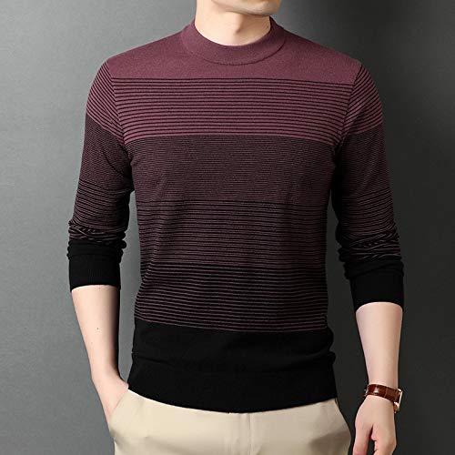 Otoño E Invierno Nuevo Suéter De Rayas Grandes para Hombre Moda Casual Color Block Suéter De Cuello Redondo Masculina L Azul