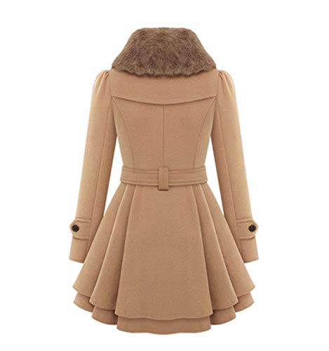 OUFour Otoño Invierno Mujeres Ropa de Abrigo de Lana Casual Manga Larga Parka Tops Trench Coat con Bandage Plisado Largo Chaquetas Cazadora Outerwear