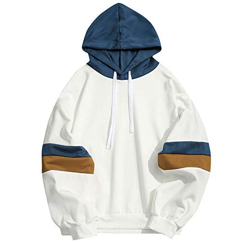 Overdose Sudadera Hombres Patchwork Slim Fit Hoodie OtoñO Moda Outwear Nueva Blusa Adolescente Top 2018 Sudadera (Large, X-Blanco)